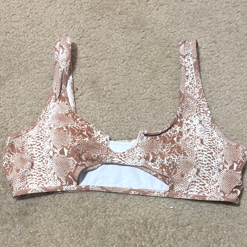 Brown and White Patterned Sports Bra